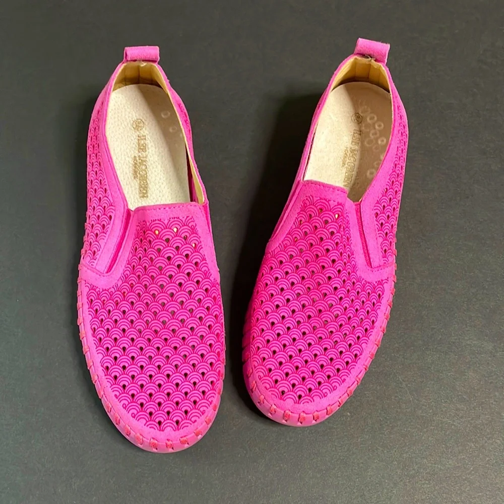 🛍️sold🛍️ILSE JACOBSEN Loafers Tulip 140 Perforated Slip-On Sneaker 5.5 Rose - Picture 1 of 10